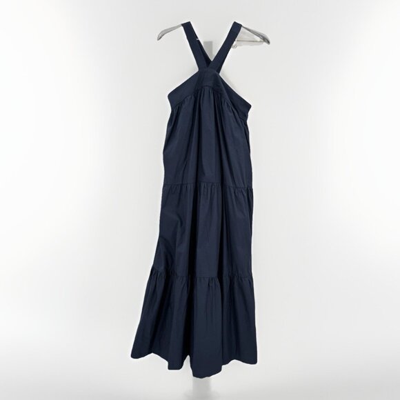 En Saison Navy Blue Cotton Tiered Halter Midi Dress size S Small NWT - Picture 1 of 8